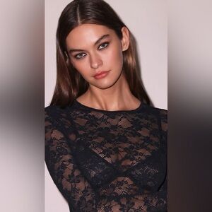 Fleur du Mal Black Lace Bodysuit